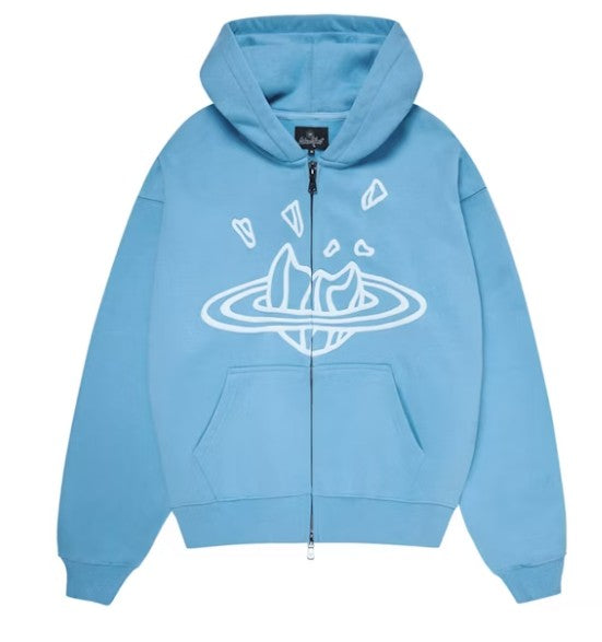 Zip Up Hoodie - Light Blue