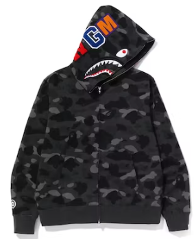 BAPE Color Camo Shark Full Zip Hoodie - Black