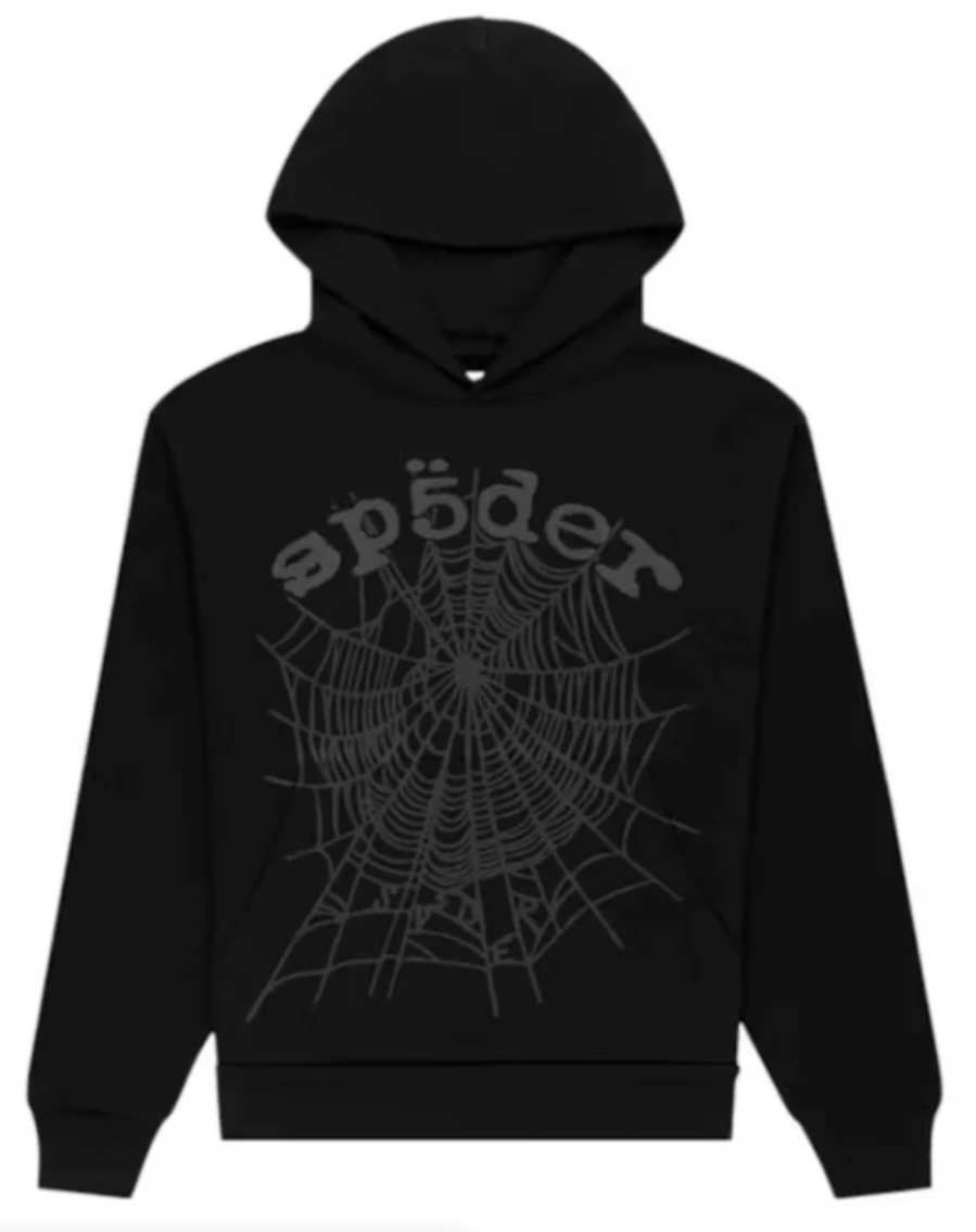 Sp5der Black star og web V2 outline hoodie