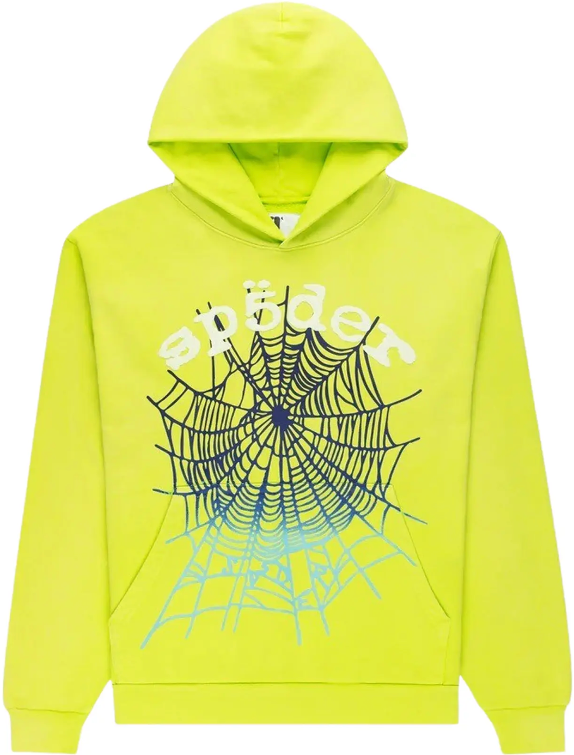 Sp5der Acid green Og web V2 Gradient Hoodie