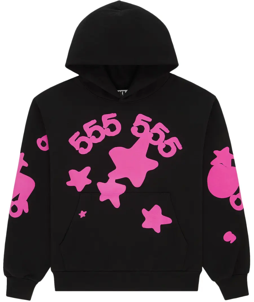 Sp5der Angel Number Beluga Hoodie Black