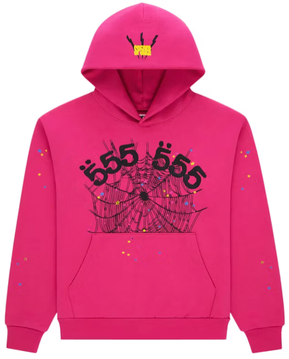 Sp5der Angel Number Hoodie Pink