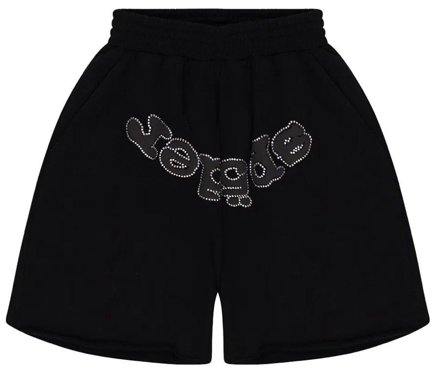 Sp5der Black Sweatshorts Rhimnestone V2