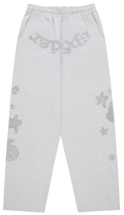 Sp5der Heather Grey Rhinestone Beluga Sweats
