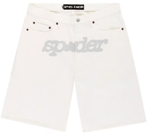 "Sp5der V3 Logo Denim Short White"