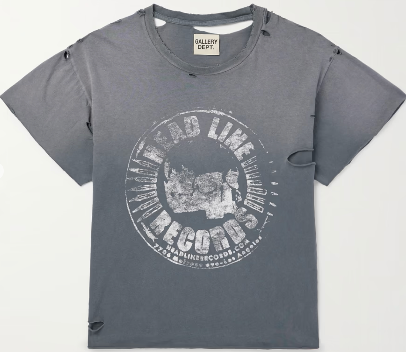Gallery Dept. distressed glittered cotton jersey tee gray