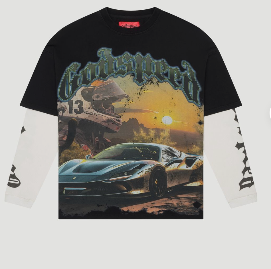 Godspeed Sunset Drift L/S tee Black/White