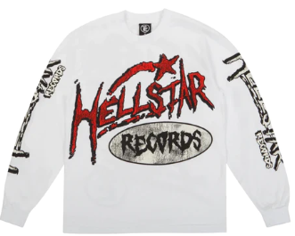Hellstar Studios Records Long Sleeve Tee Shirt - White