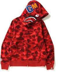 BAPE Color Camo Shark Full Zip Hoodie - Red