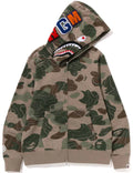 BAPE Color Camo Shark Full Zip Hoodie - Green