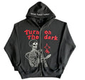 Skeleton Zip Up Hoodie Black