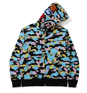 BAPE Color Camo Shark Full Zip Hoodie - Blue Multicolor