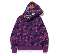 BAPE Color Camo Shark Full Zip Hoodie - Purple