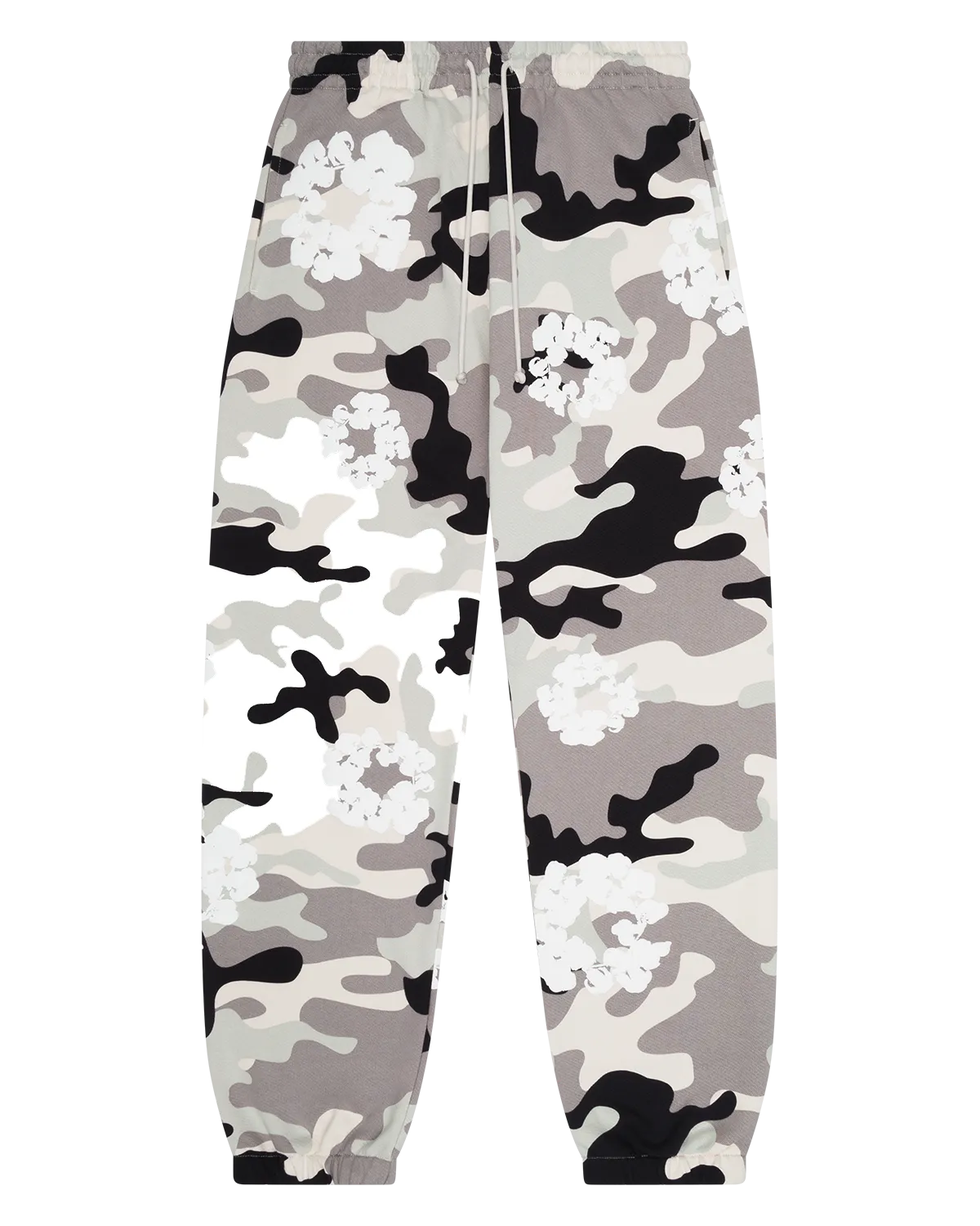 White Camo Cotton Wreath Sweatpants