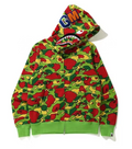 BAPE Color Camo Shark Full Zip Hoodie - Red and Green