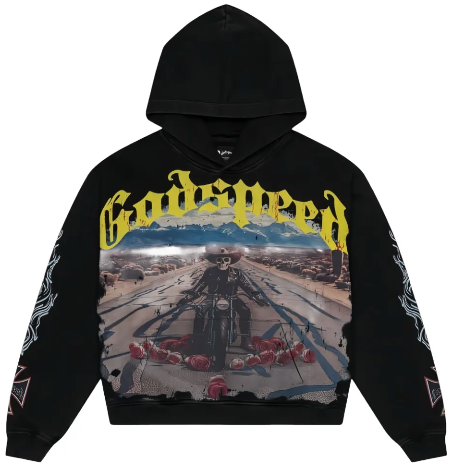 Long Lonely Road Hoodie Black