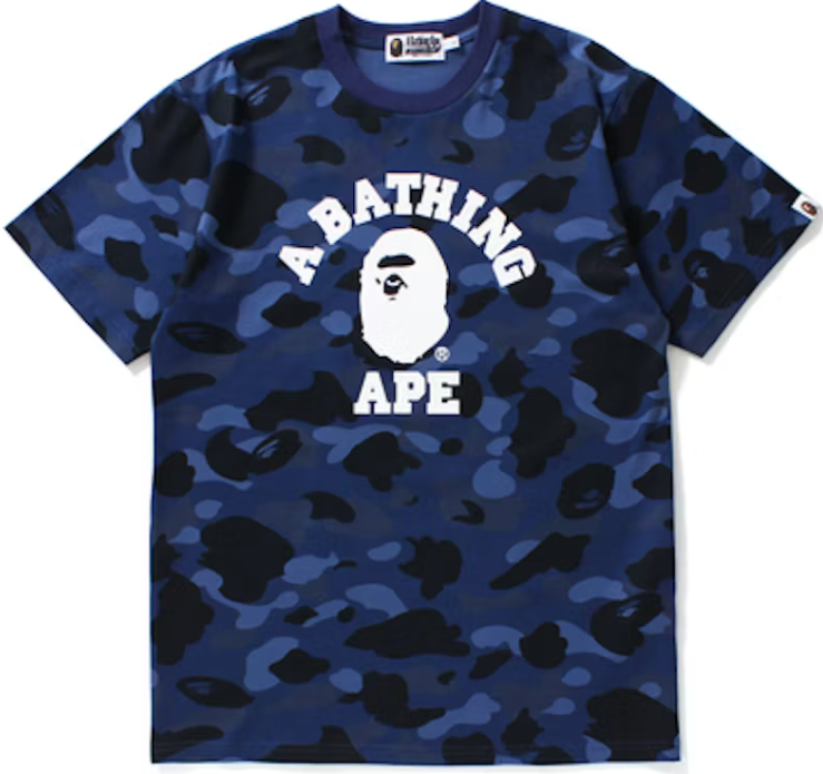 Bape Color Camo College Tee Navy