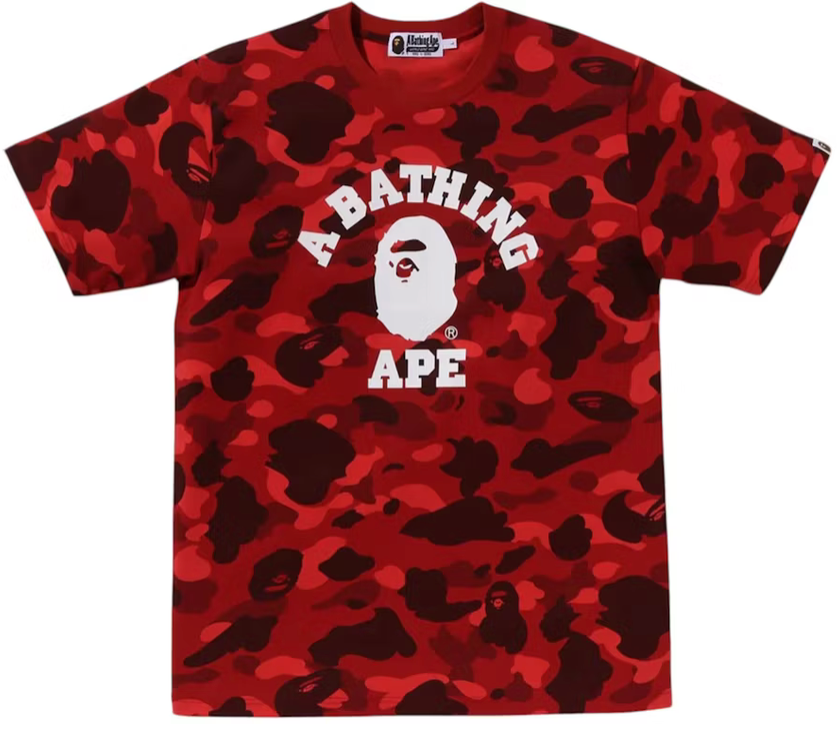 Bape Color Camo College Tee Red