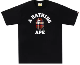 Bape College Check Tee - Black