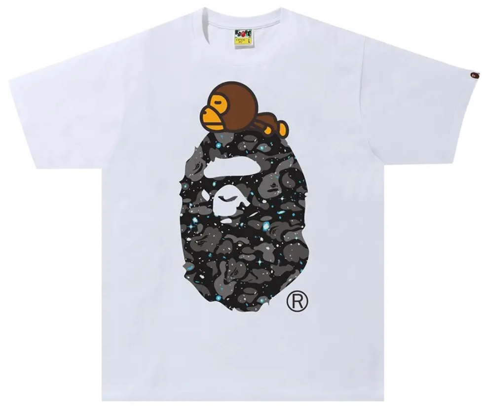 Space Camo Milo Big Ape Head Tee White