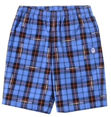 BAPE Logo Check Shorts - Blue