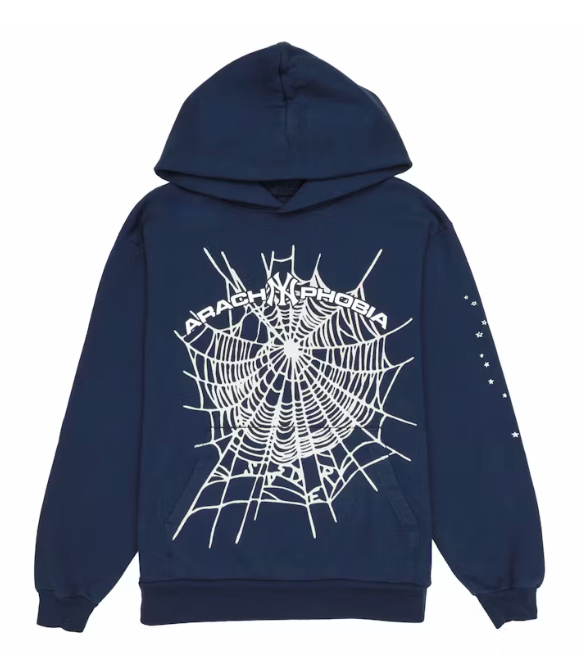 Sp5der OG Rhinestone Navy Hoodie