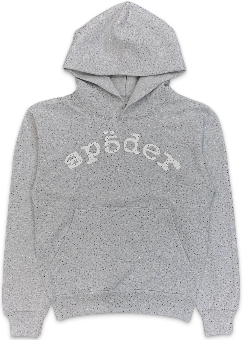 Sp5der Heather grey webstone AOP hoodie