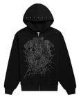 Sp5der OG Web Studded Zip Hoodie Black