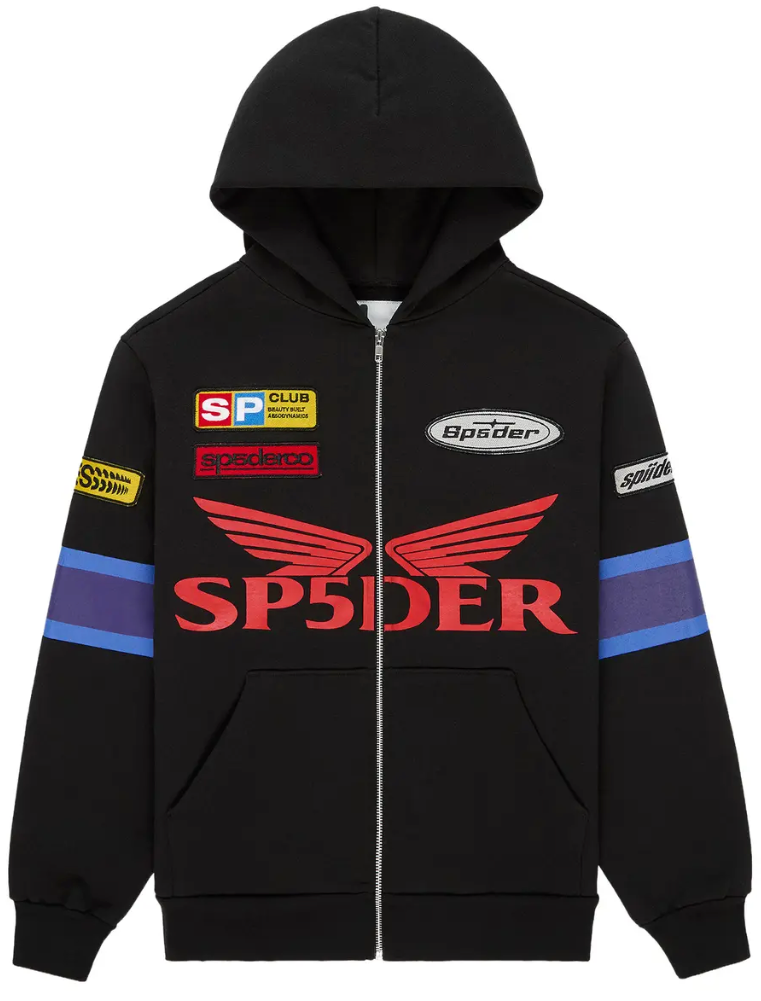 Sp5der Black Wing Zip Hoodie