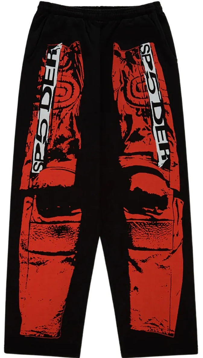 Sp5der Black JP5 Moto Wide Leg Sweats