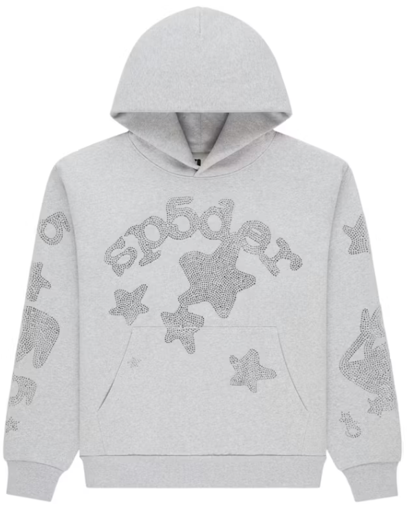 Sp5der Heather Grey Rhinestone Beluga Hoodie