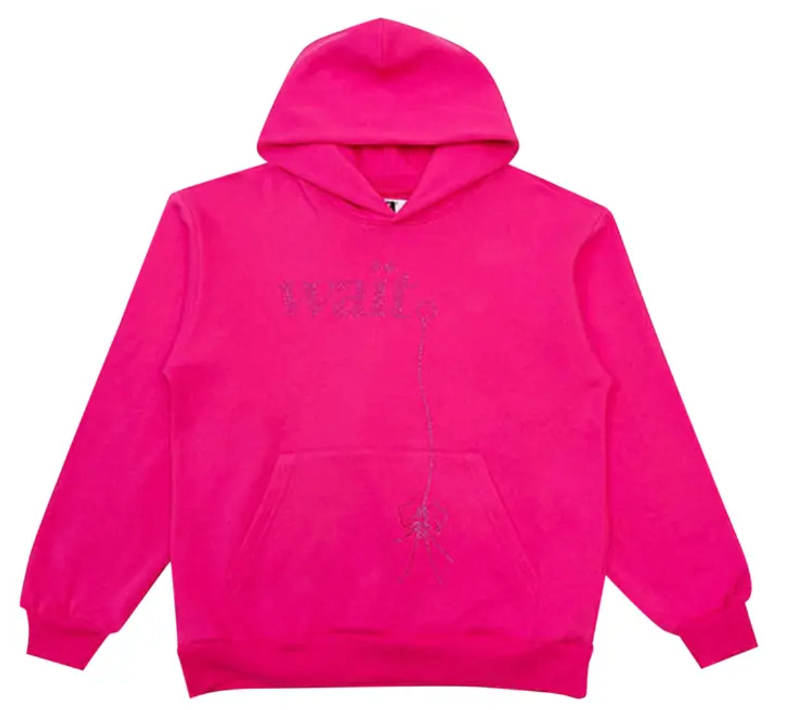 Sp5der Pink Wait Rhinestone Hoodie
