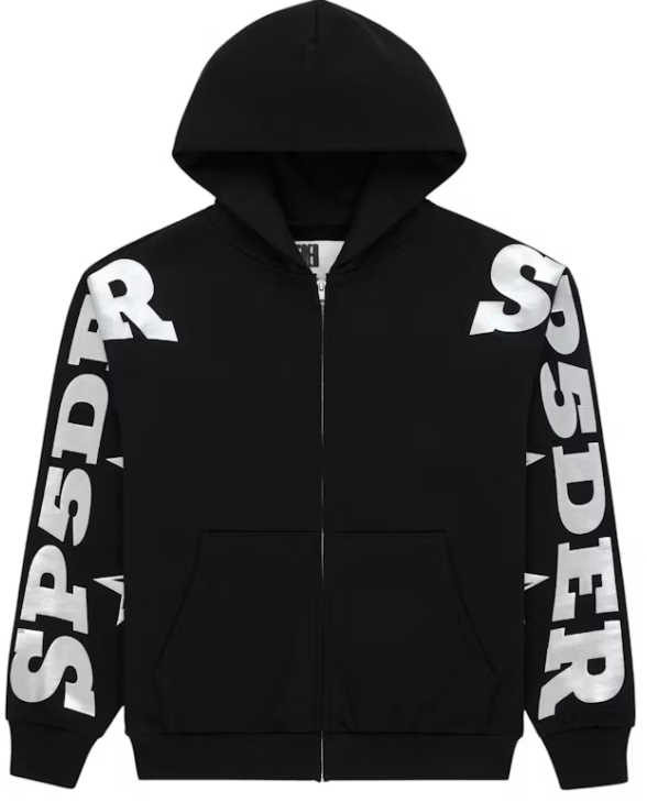 Sp5der Black MX555 Zip Hoodie