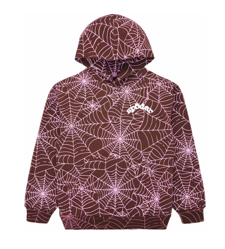 Sp5der Aop Brown Hoodie