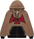 Sp5der Brown T&F zip up hoodie