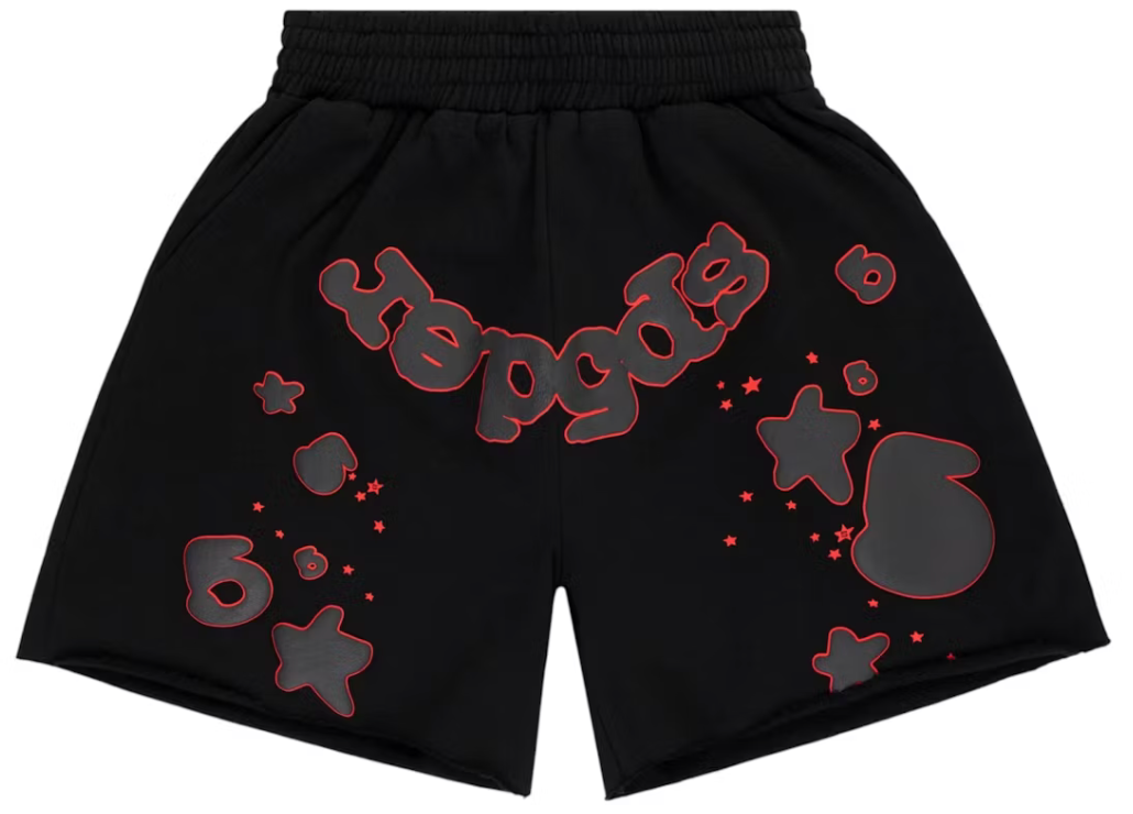 Sp5der Black Beluga Outline Shorts