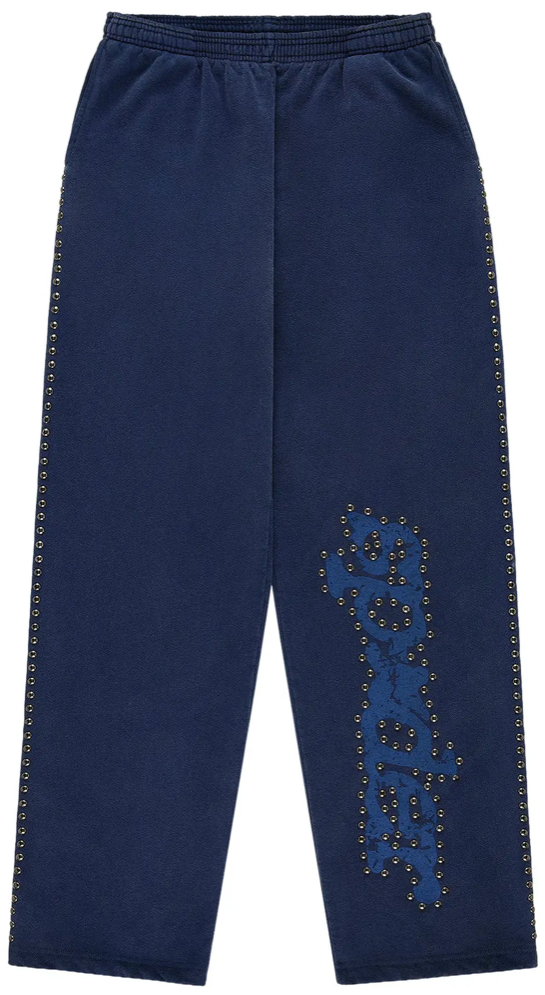 Sp5der Blue Studded Punk V3 Sweatpants