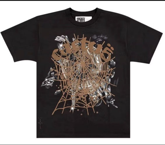 Sp5der x Travis Scott Cactus Jack Airbrush T-shirt Black