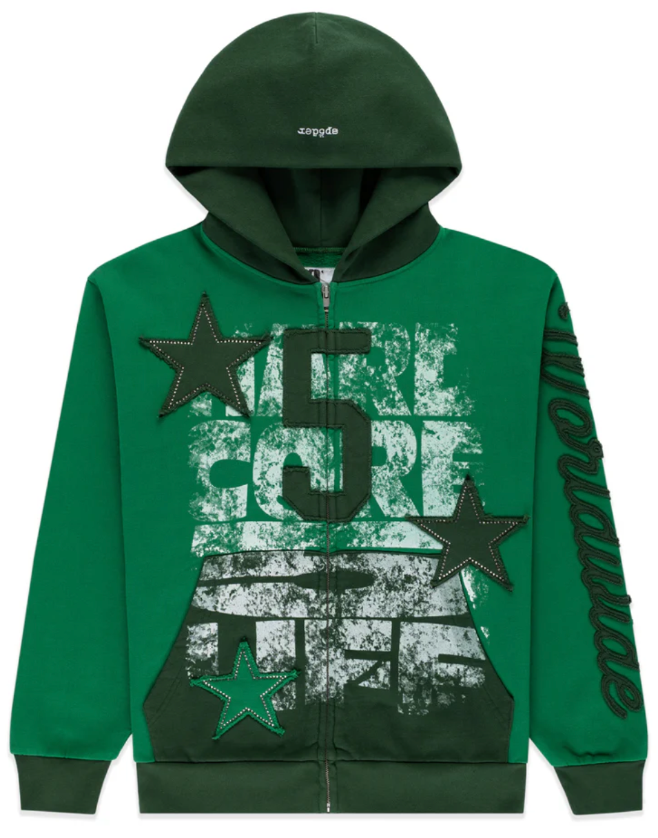 Sp5der Green 5star Zip Up Hoodie