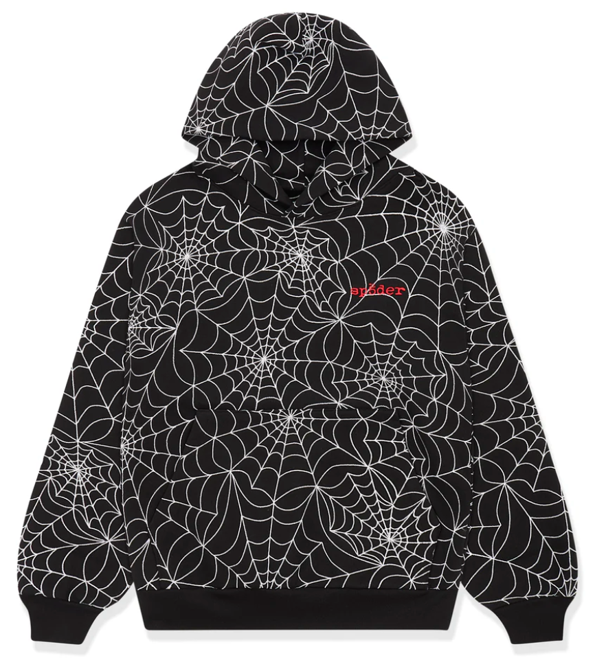 Sp5der Black Aop Hoodie