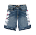 Sp5der Web Stone Denim Shorts - Blue wash