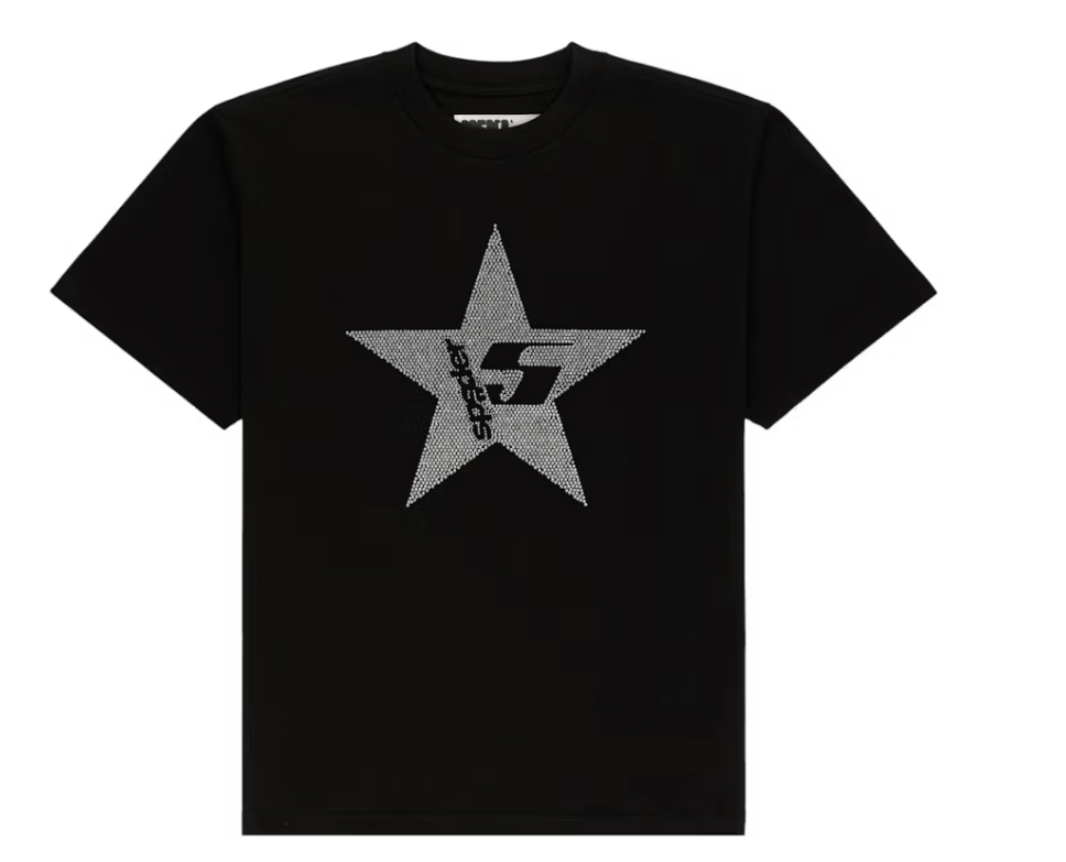 Sp5der Black Star Rhinestone Tee