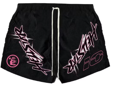 Hellstar Waxed Nylon Athletic Shorts - Black/Pink