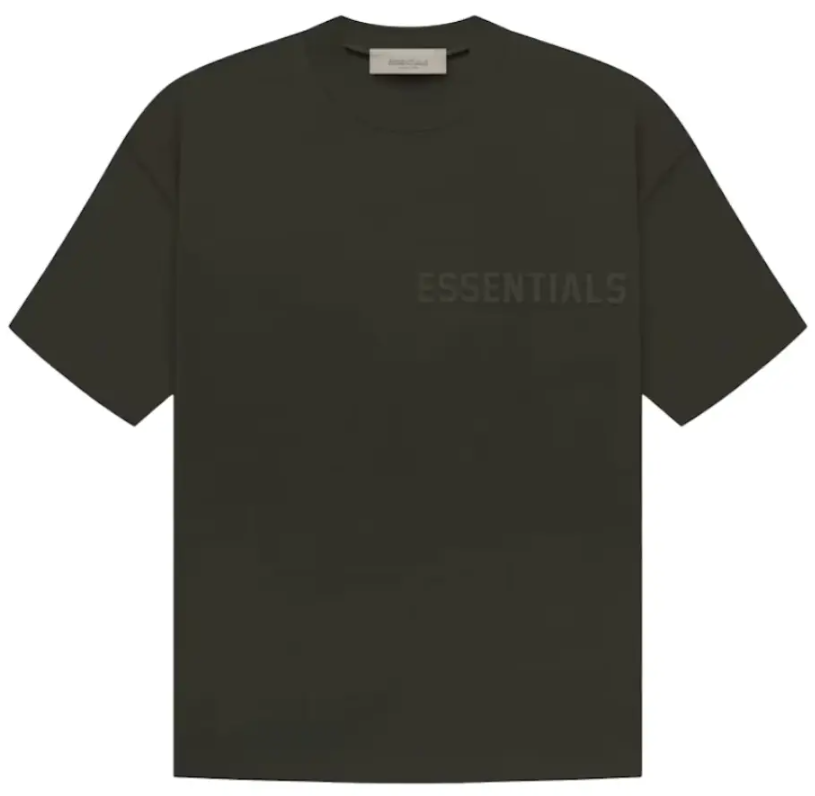 Fear of God Essentials Off Black Tee Velvet Logo (SS23)