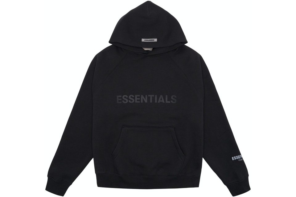 Fear of God Essentials Black Front Logo Hoodie (SS20)