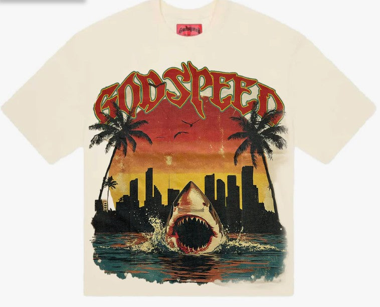 Godspeed Miami Shark Tee Cream