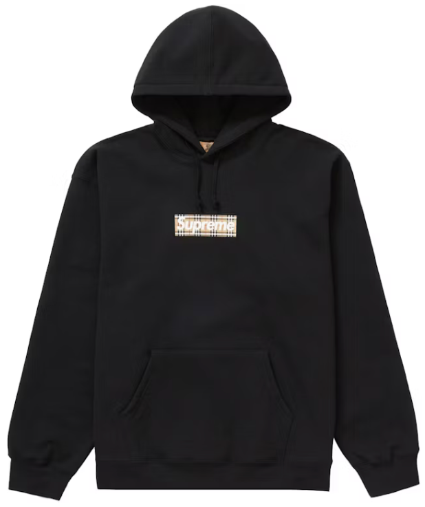 Supreme Burberry Box logo hoodie black