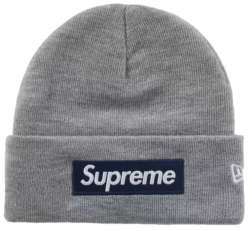 Supreme Navy Box Logo Beanie Grey