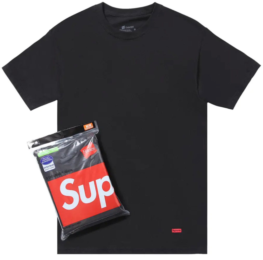 Supreme x Hanes Tagless Tees (3Pack) Black
